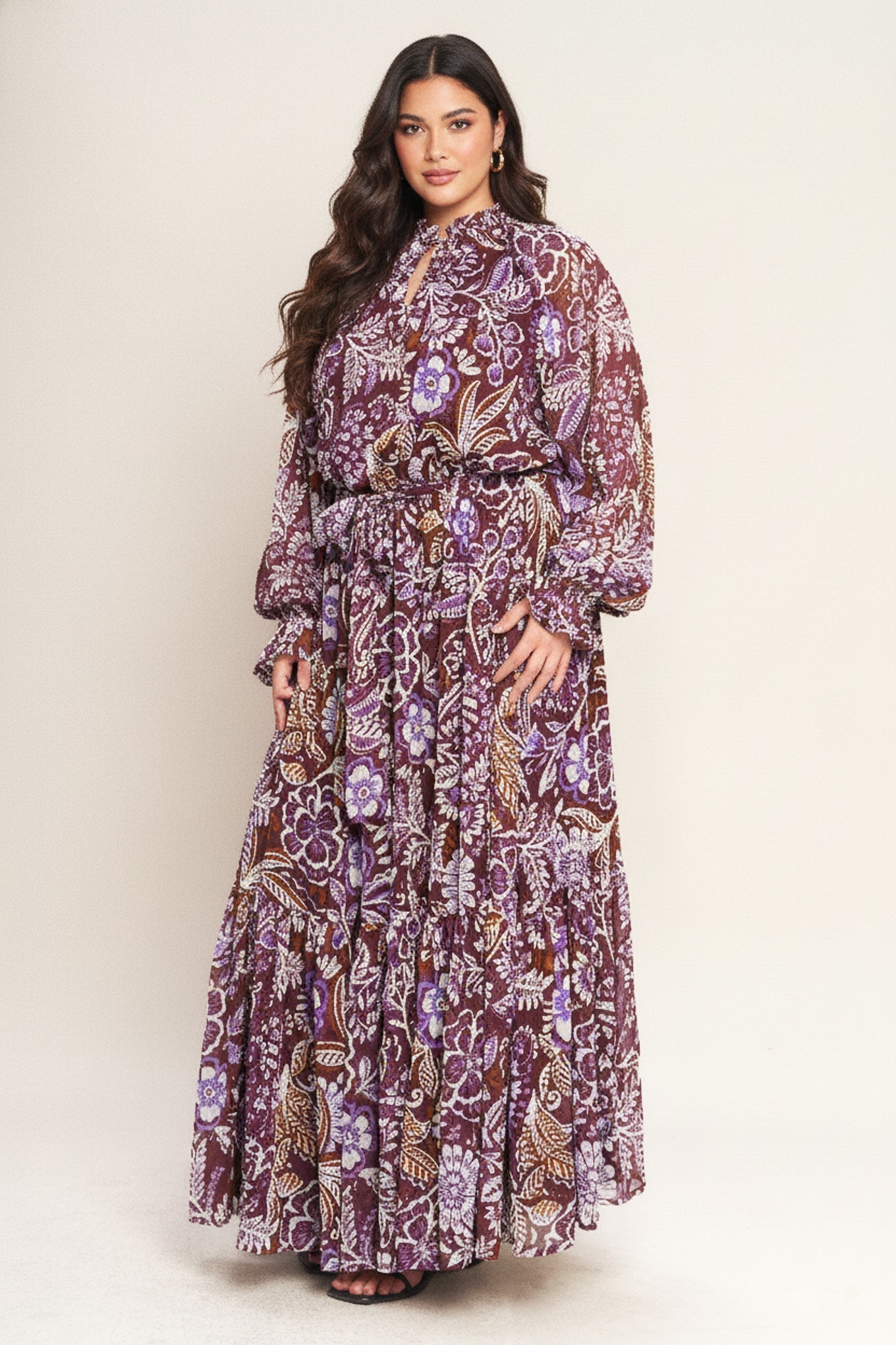 Violet Blossom Spirit Vævet Maxikjole
