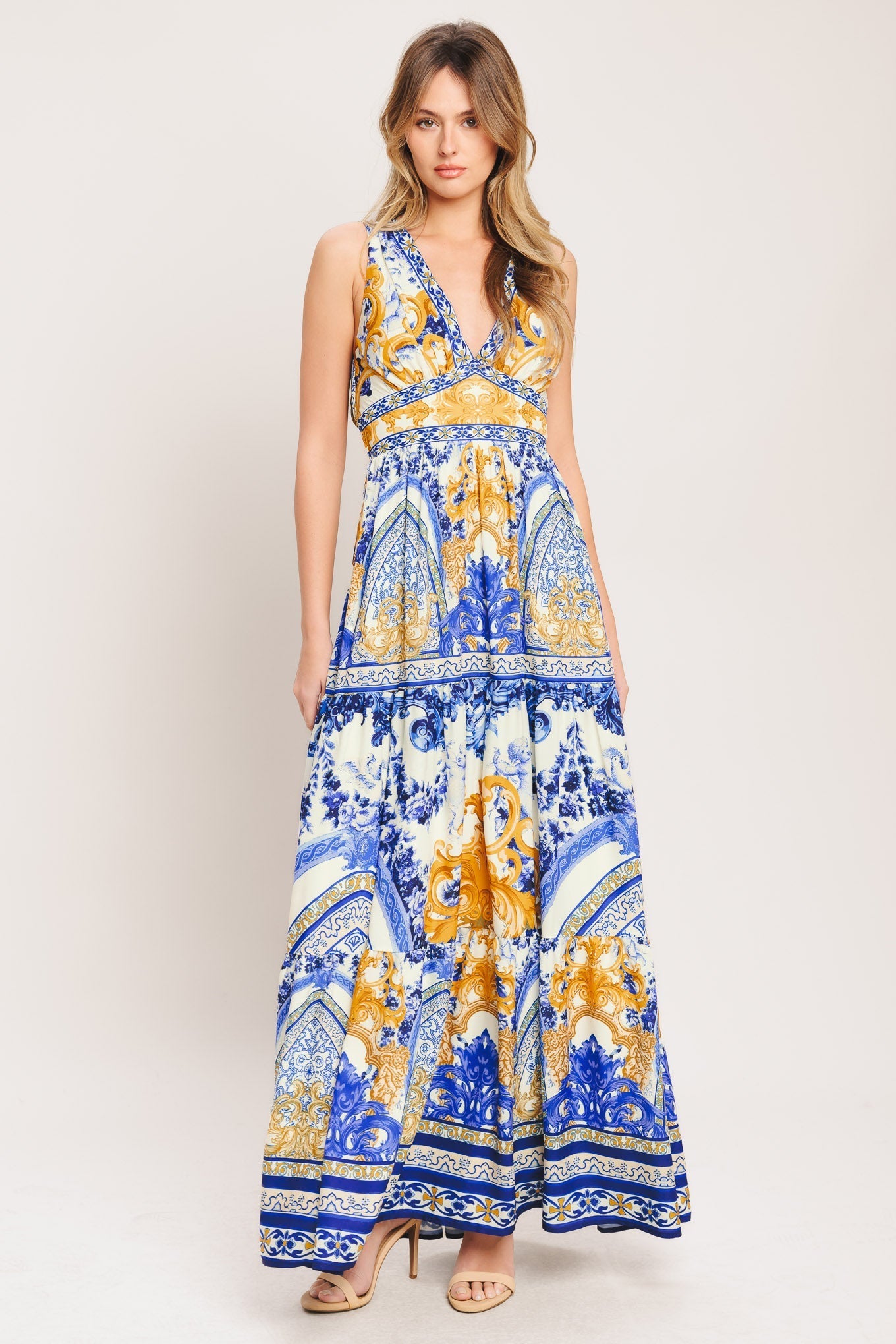 Azure Woven Palazzo Maxi Dress