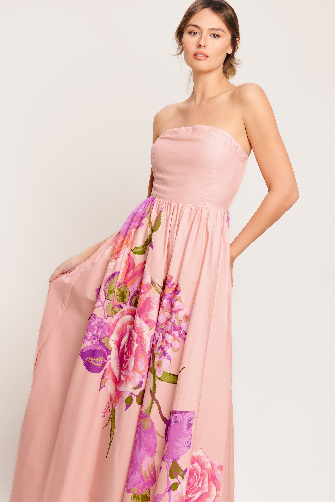 Rose Serenade Woven Maxi Dress