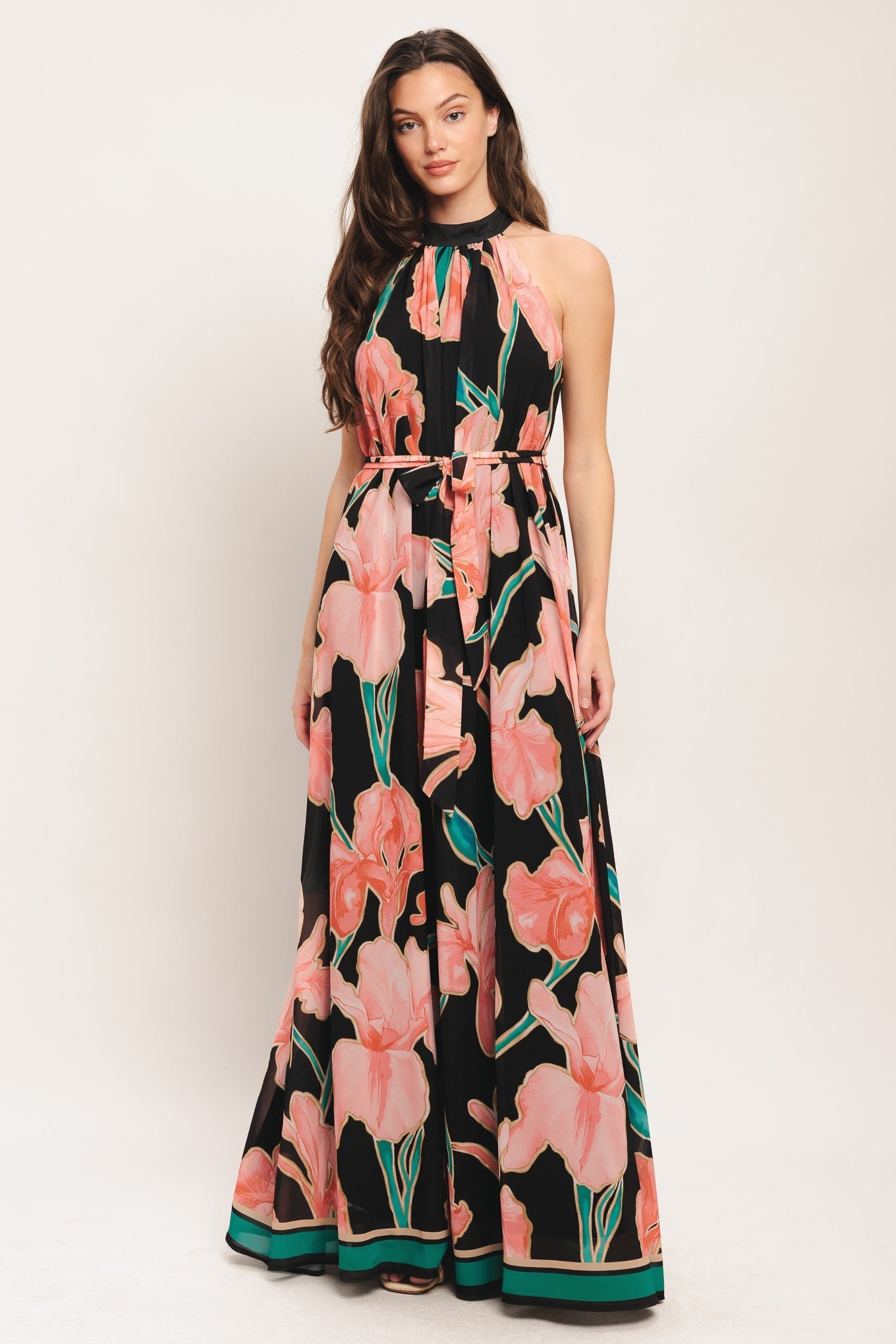 Robe longue tissée Jardin noir