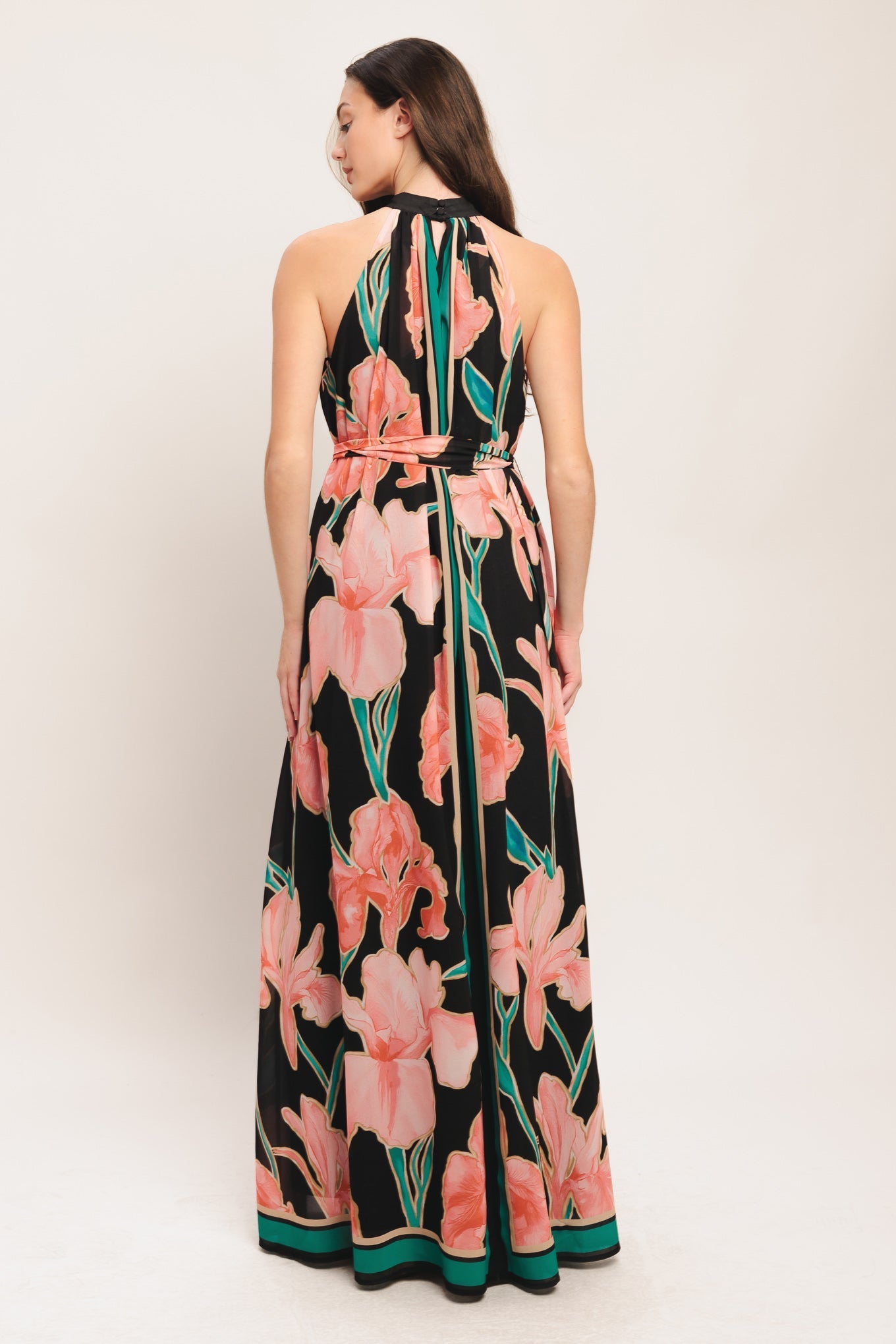 Robe longue tissée Jardin noir