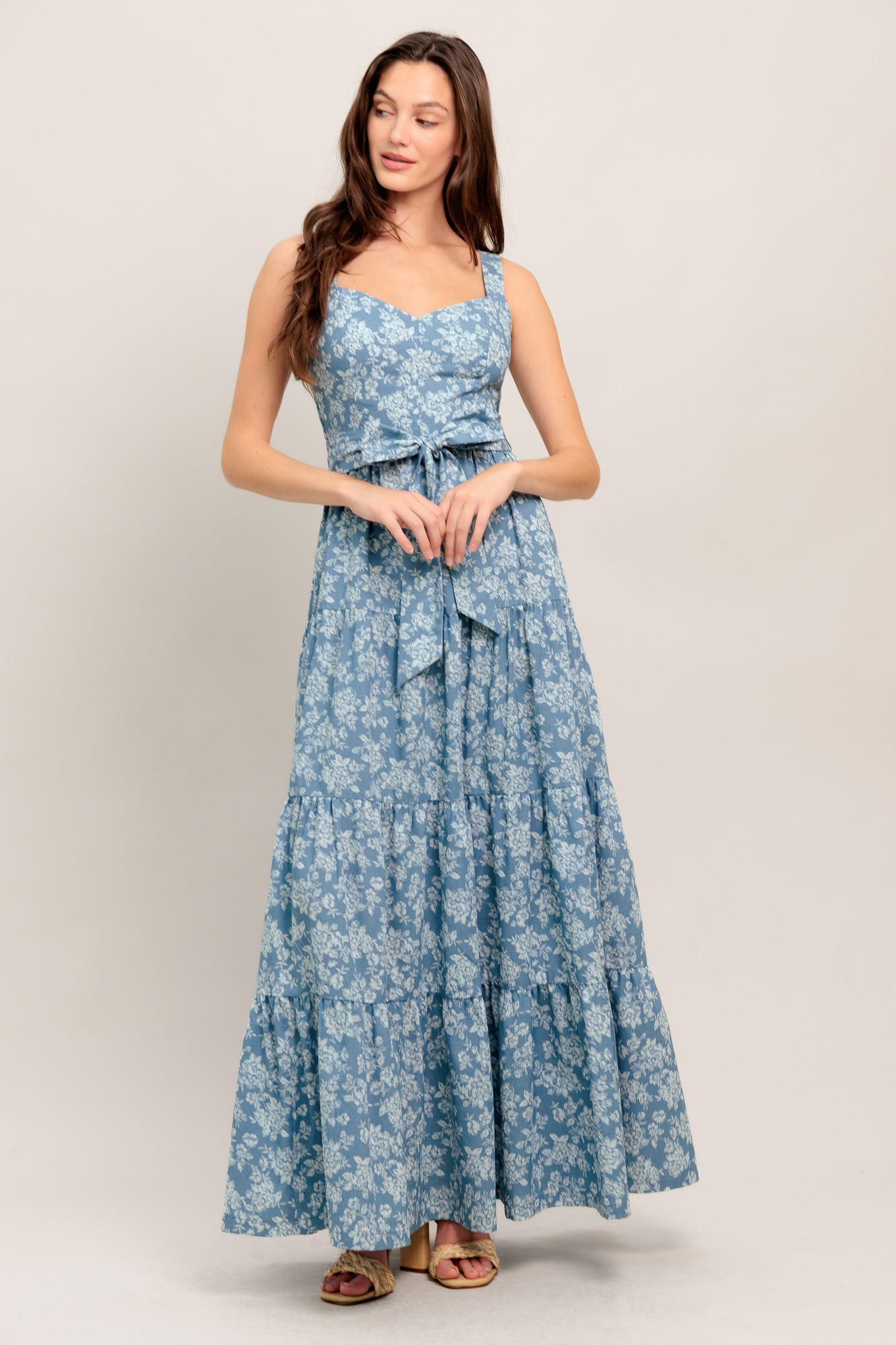 Modern Prairie Floral Vævet Maxikjole