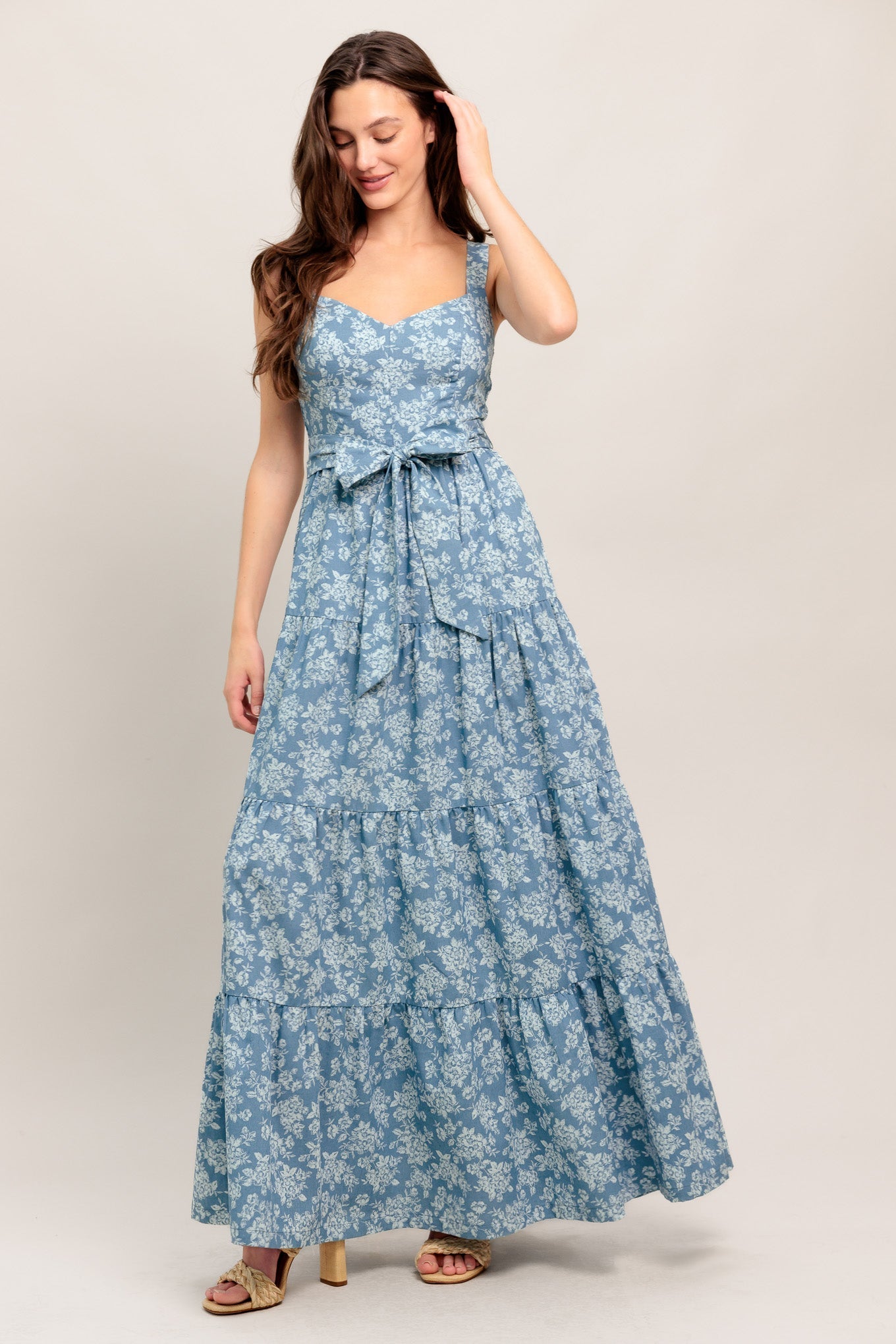 Modern Prairie Floral Vævet Maxikjole