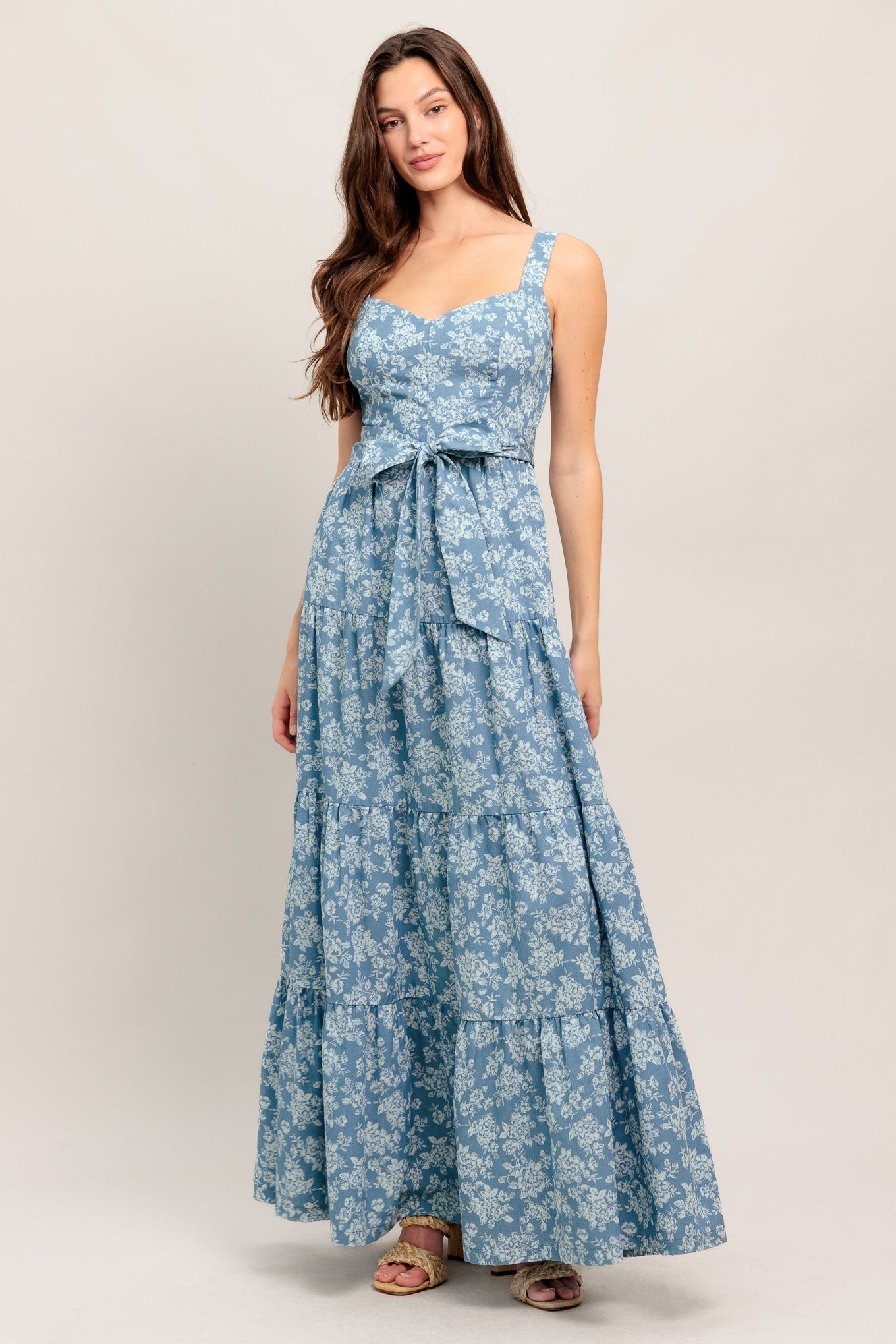 Modern Prairie Floral Vævet Maxikjole