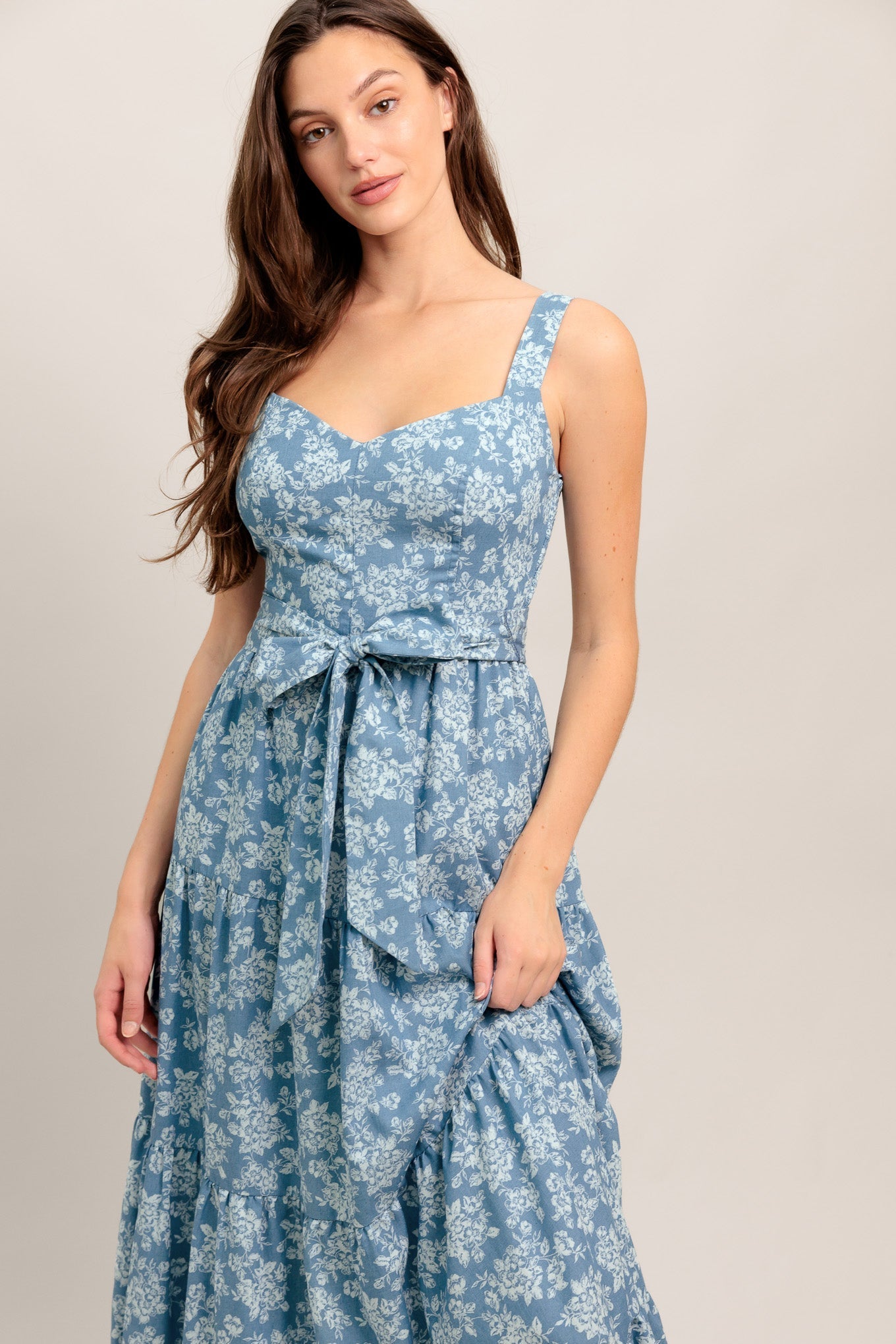 Modern Prairie Floral Vævet Maxikjole