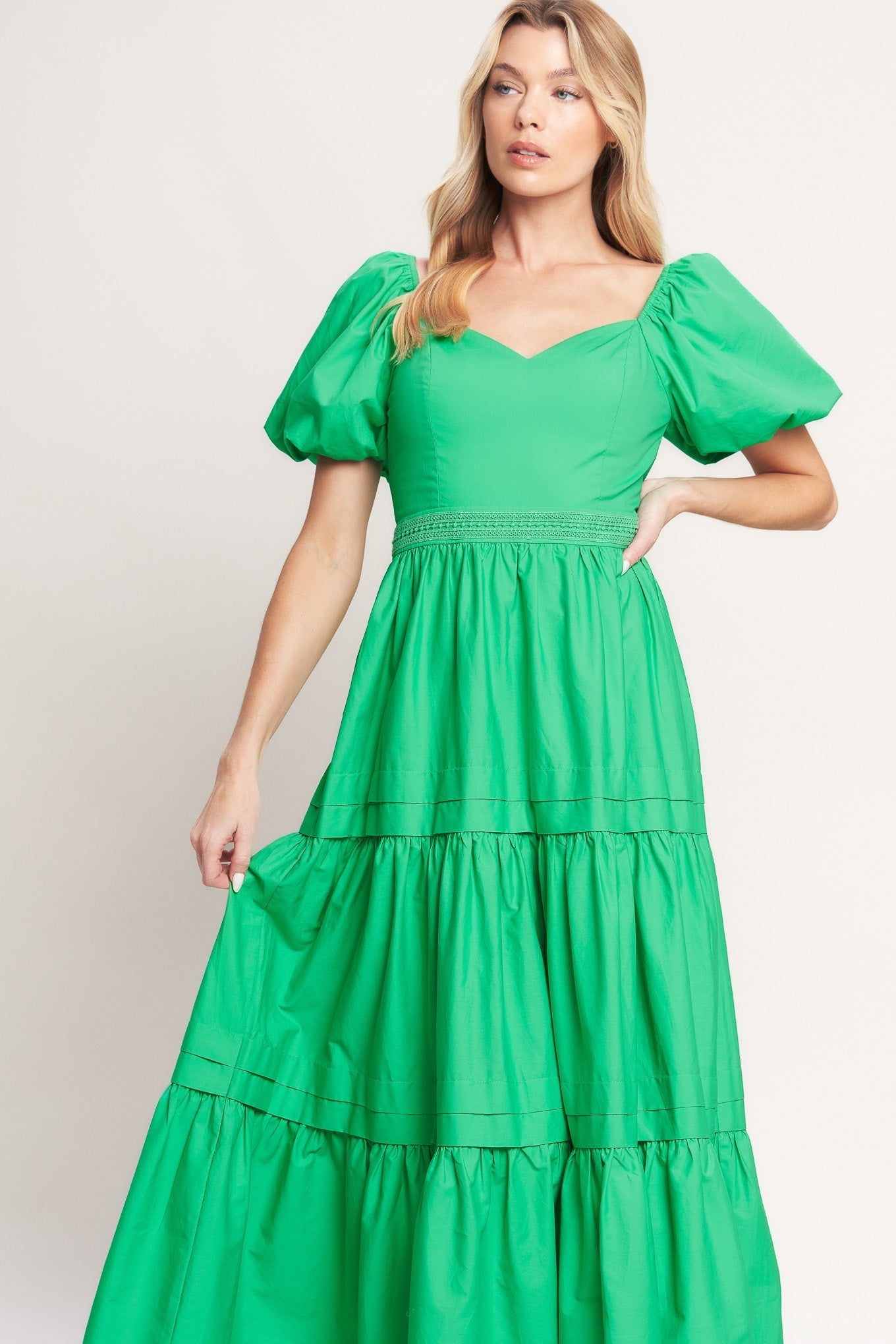 Sweet Verdant Vævet Maxikjole