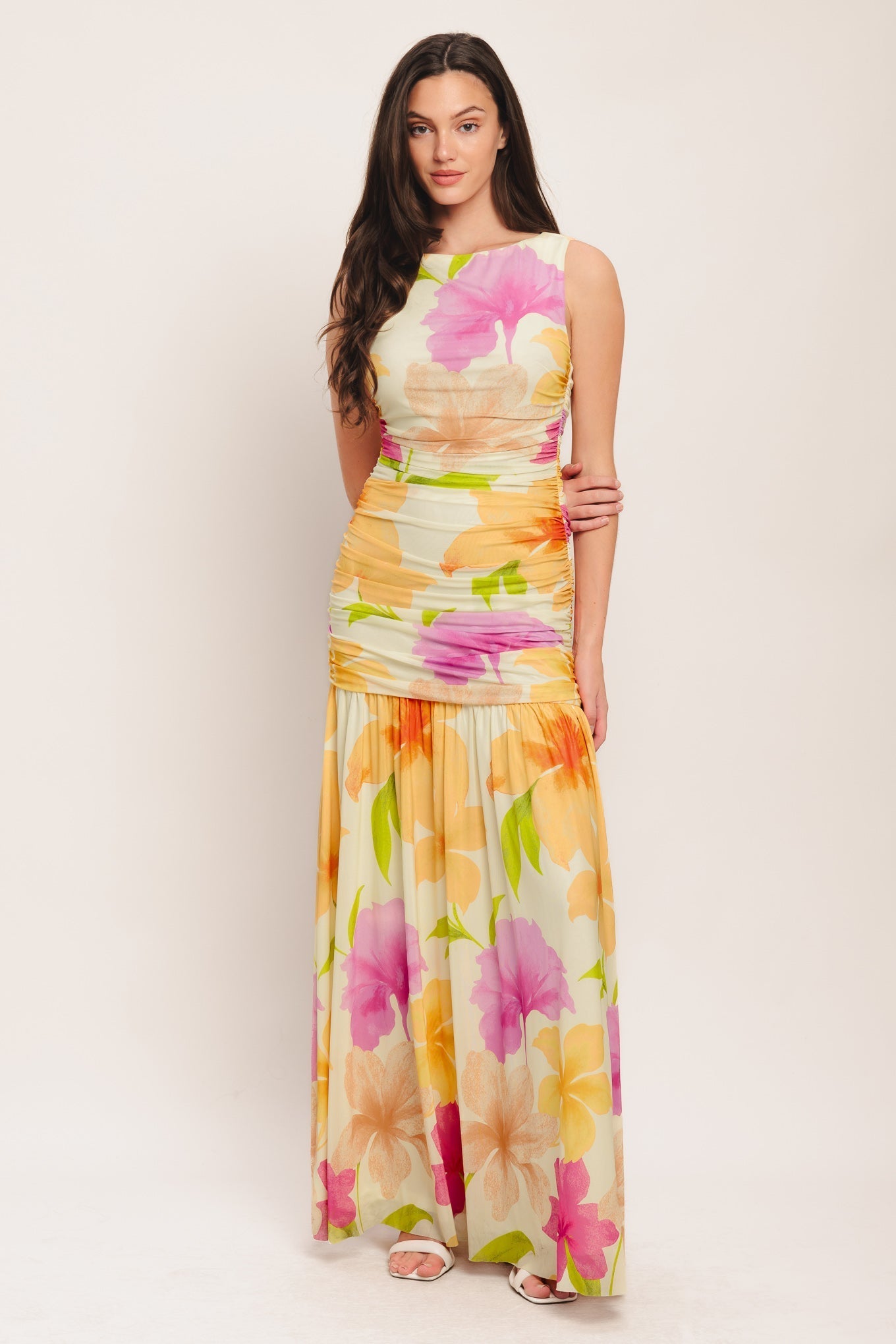 Warm Breeze Blooms Power-Mesh Maxikjole