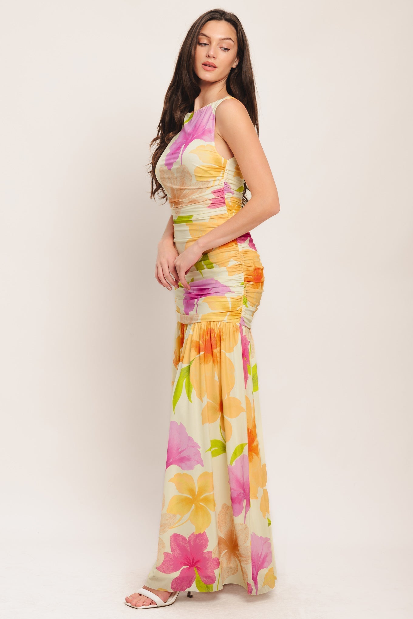 Warm Breeze Blooms Power-Mesh Maxikjole