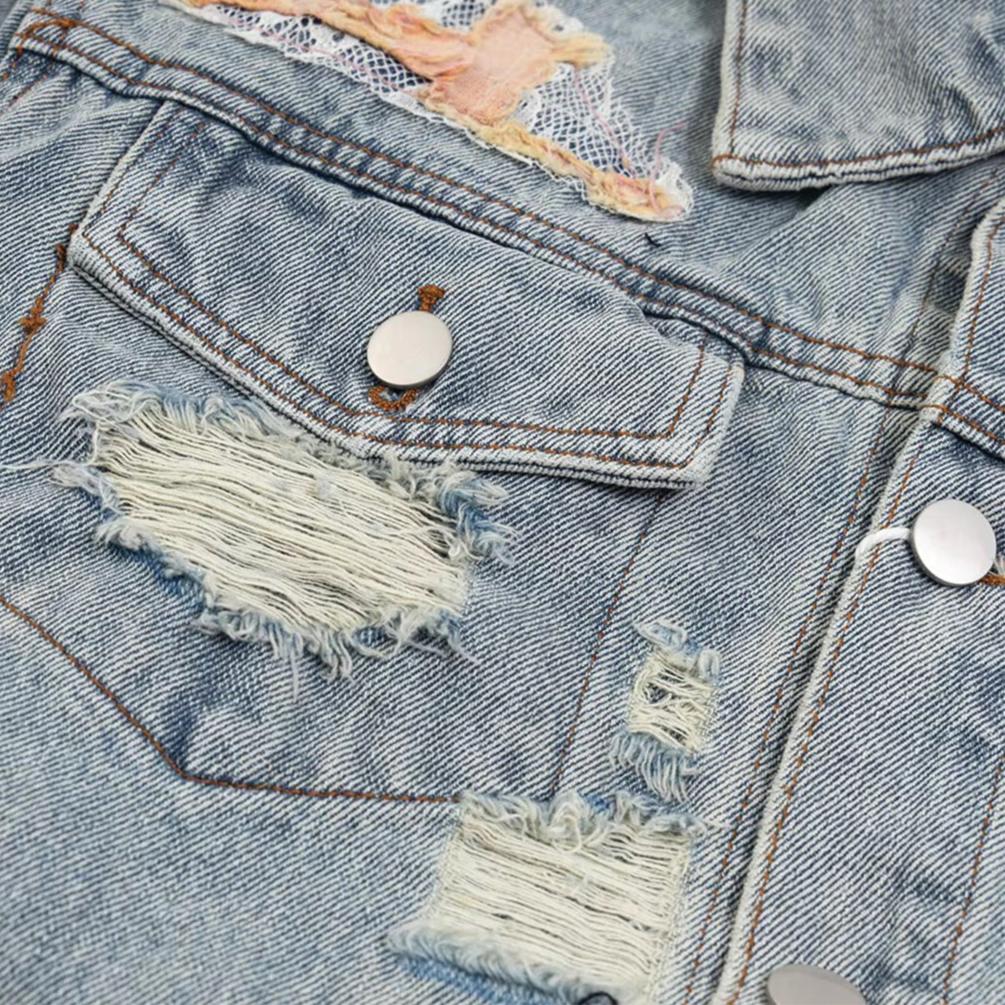 Patchwork Cargo Denim Jakke