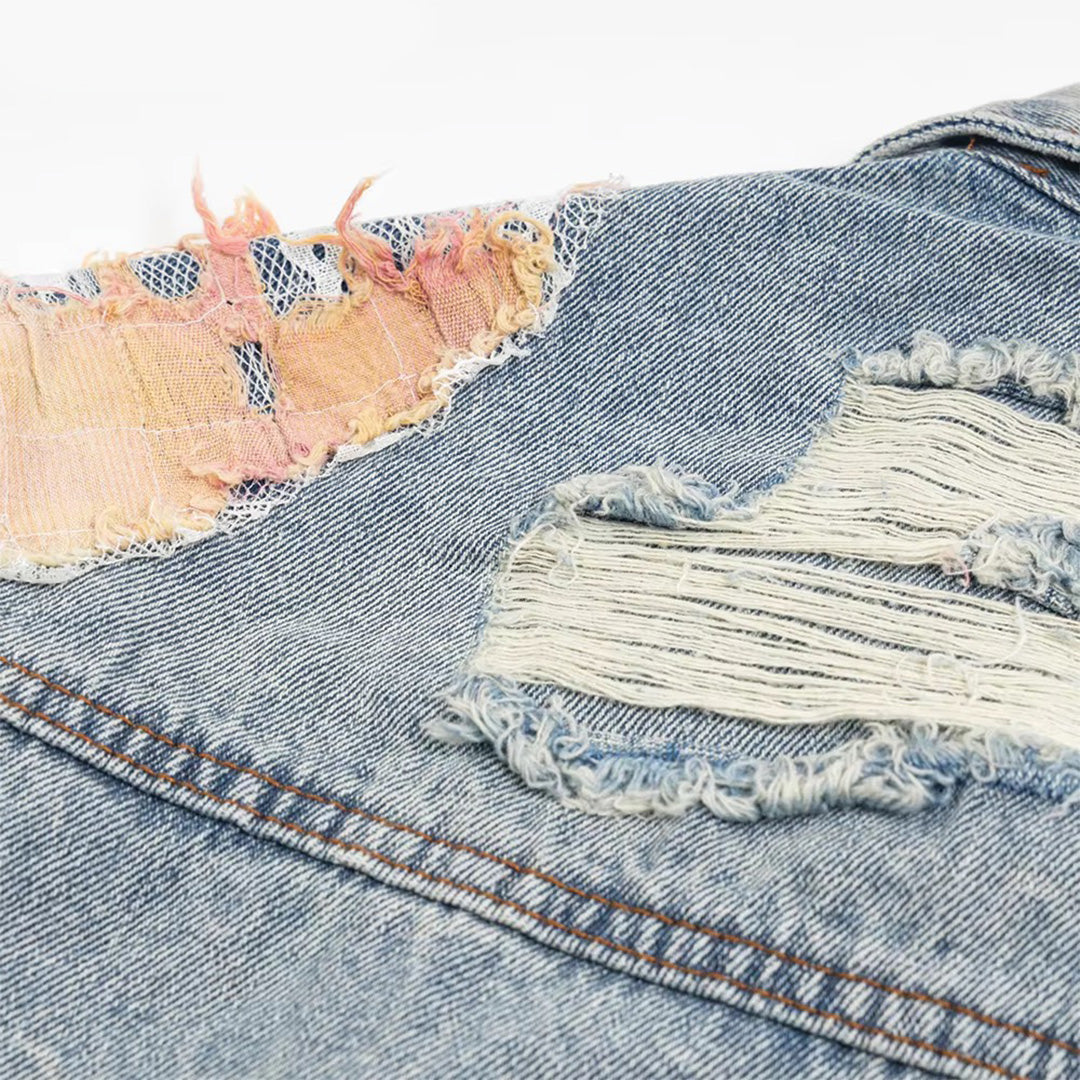 Patchwork Cargo Denim Jakke