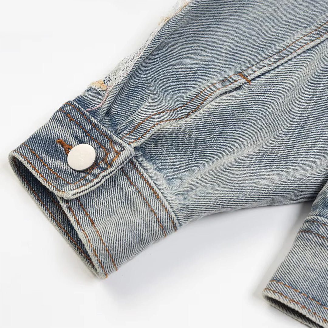 Patchwork Cargo Denim Jakke