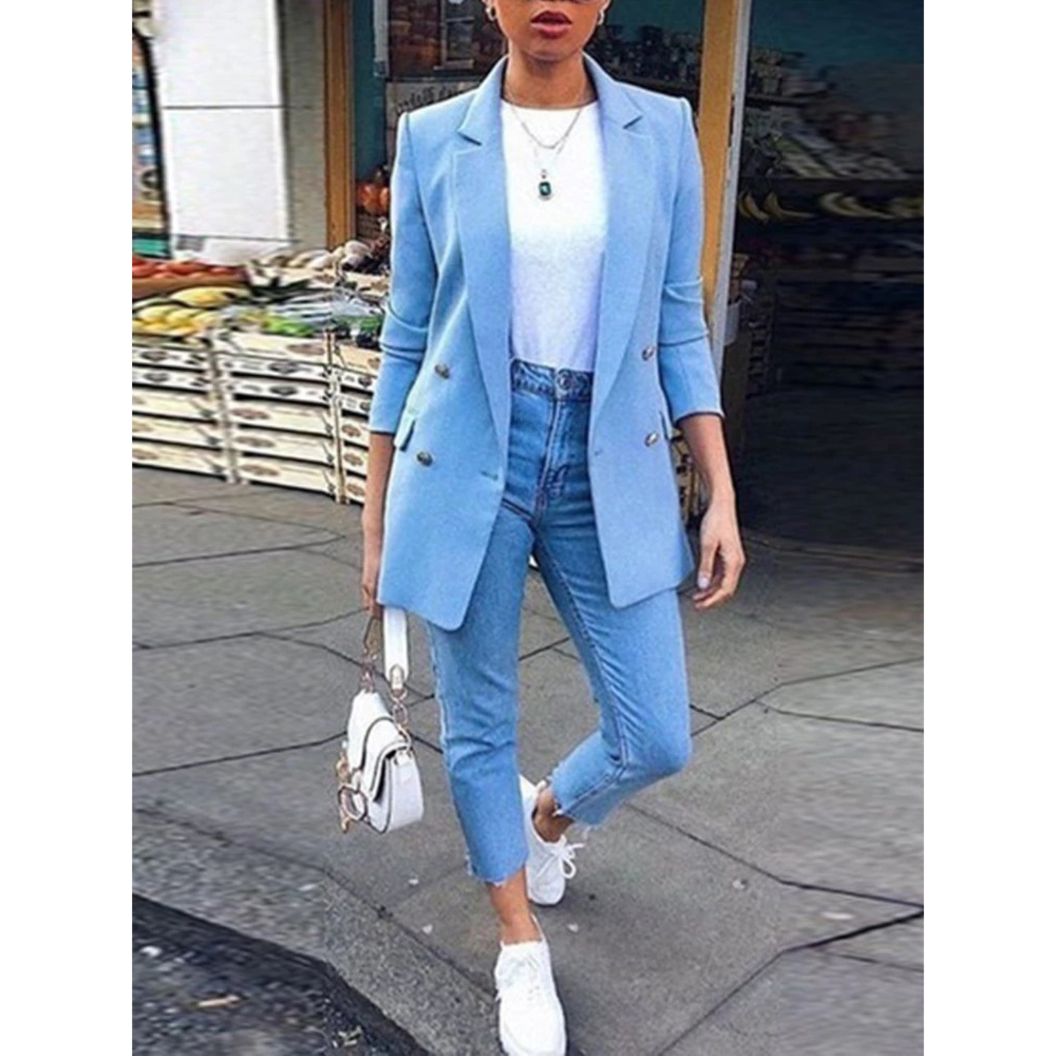 Women's Fitted Double Breasted Blazer