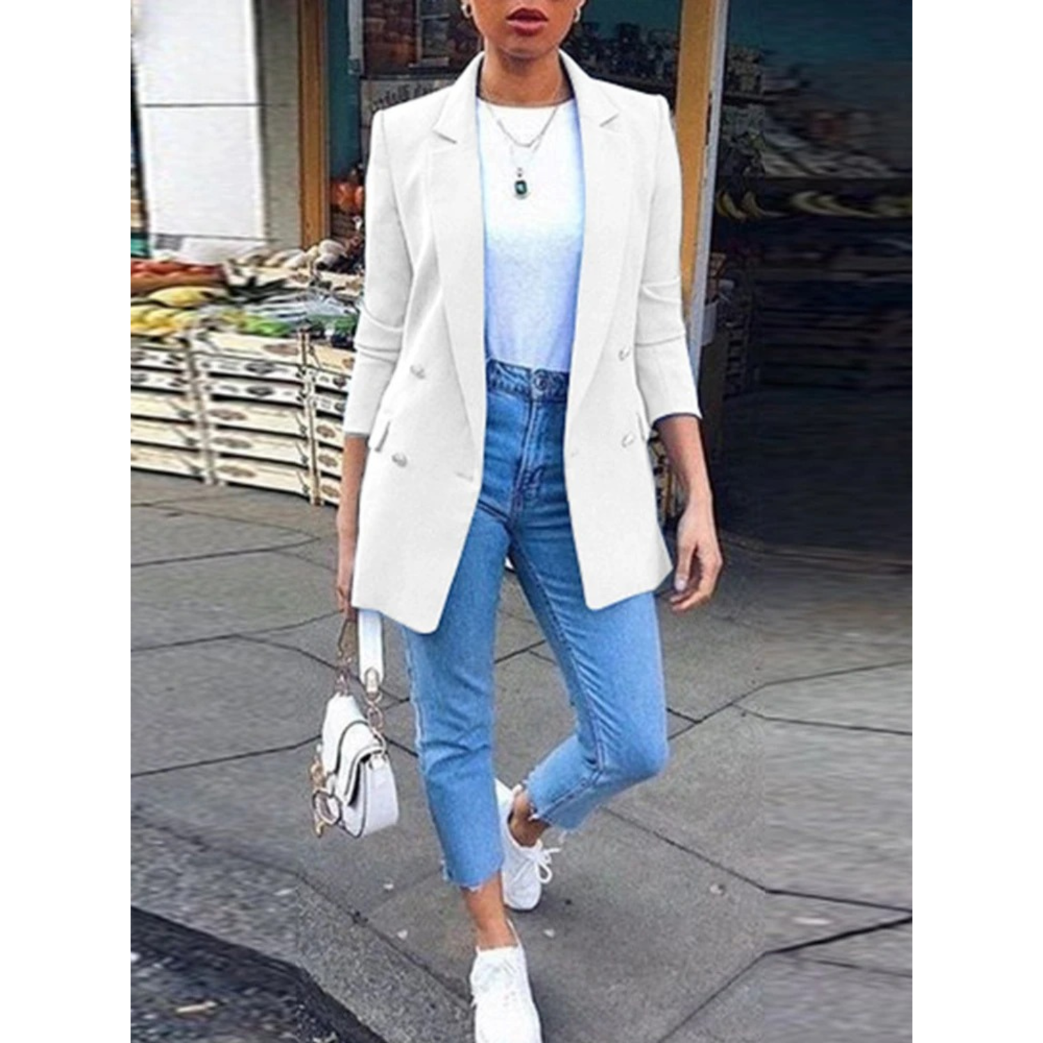 Women's Fitted Double Breasted Blazer
