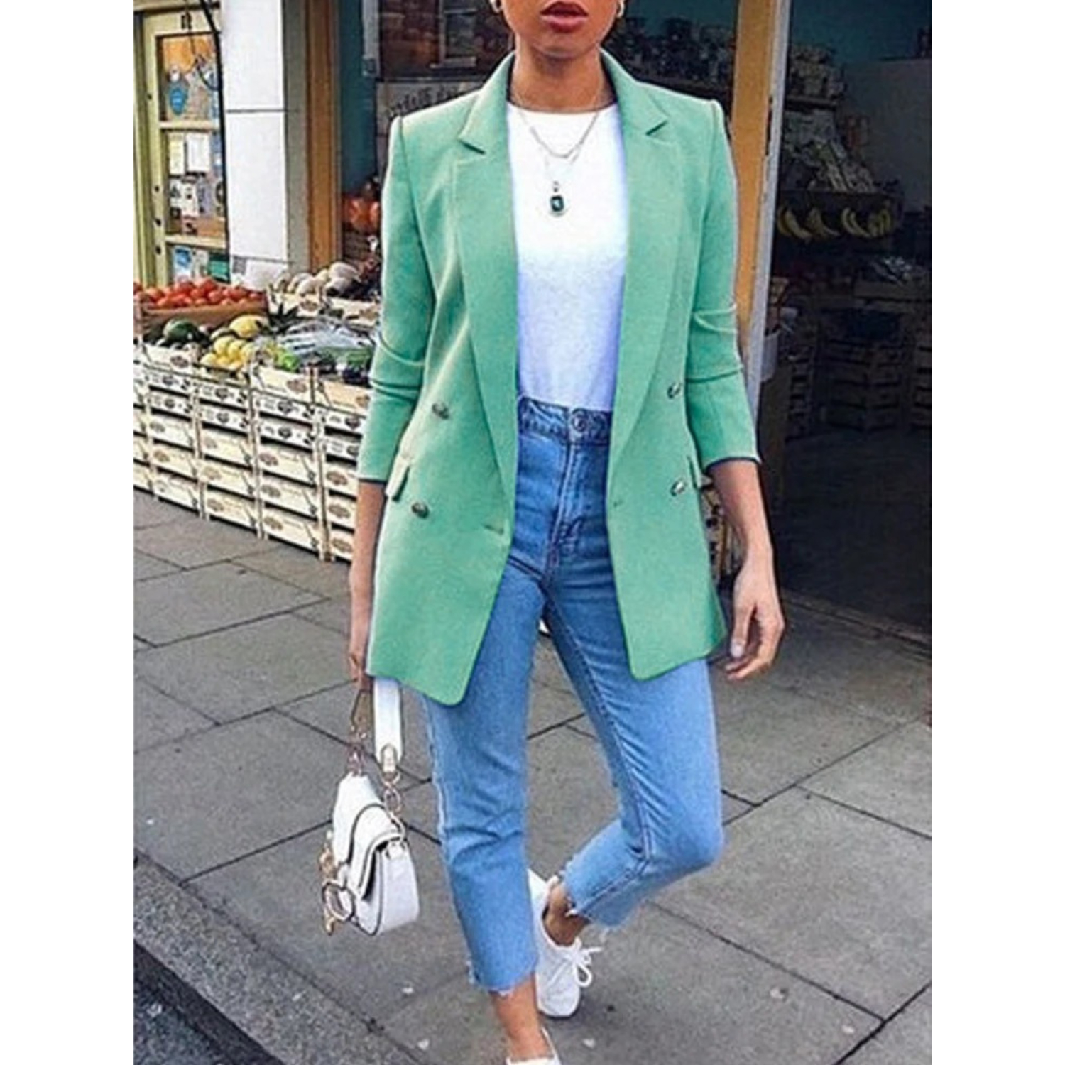 Women's Fitted Double Breasted Blazer