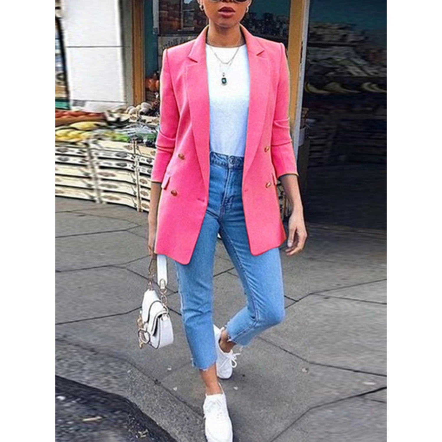 Women's Fitted Double Breasted Blazer