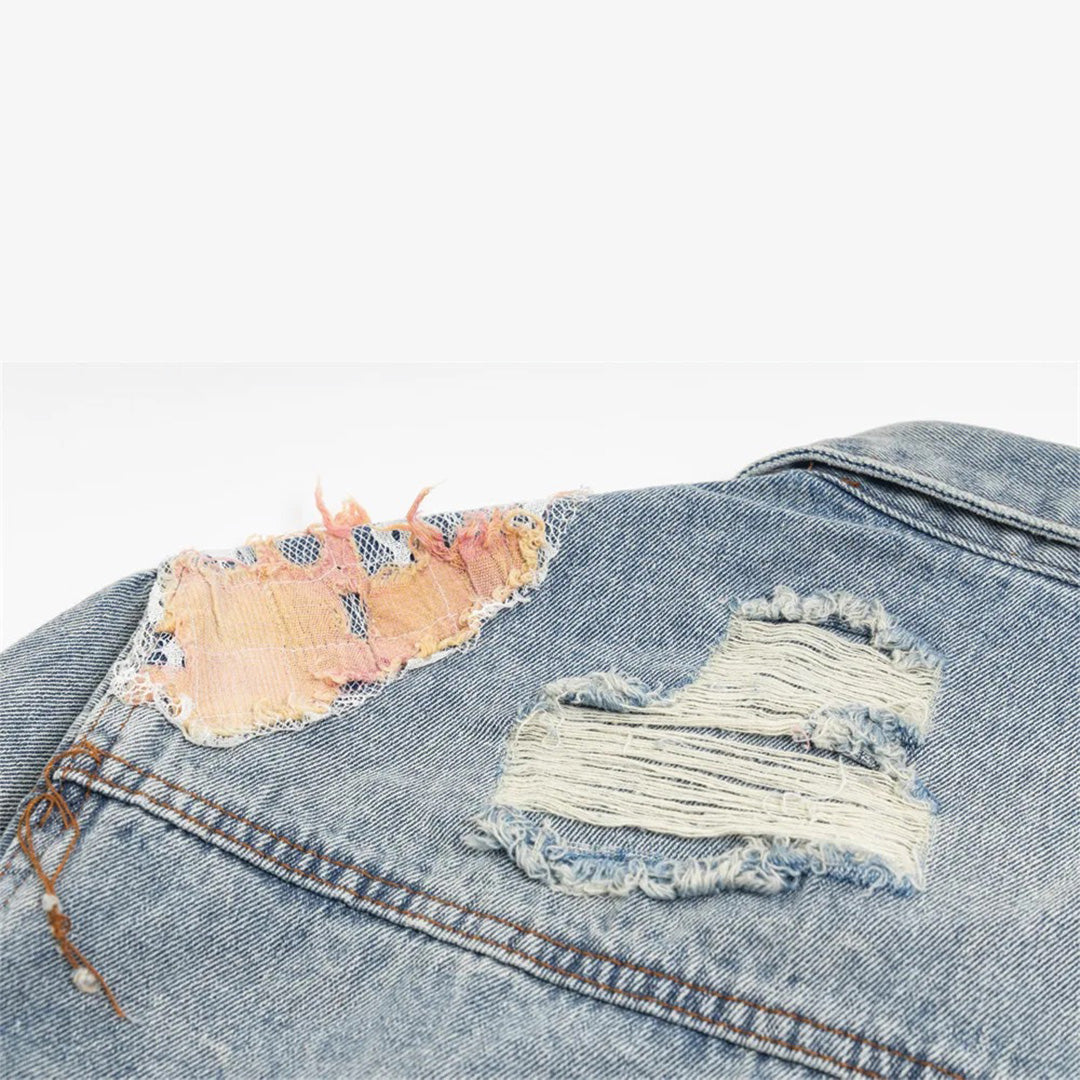 Patchwork Cargo Denim Jakke