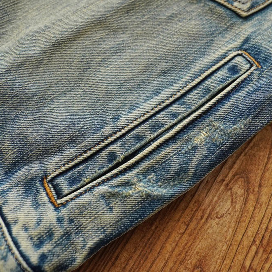 Veste cargo patchwork en denim