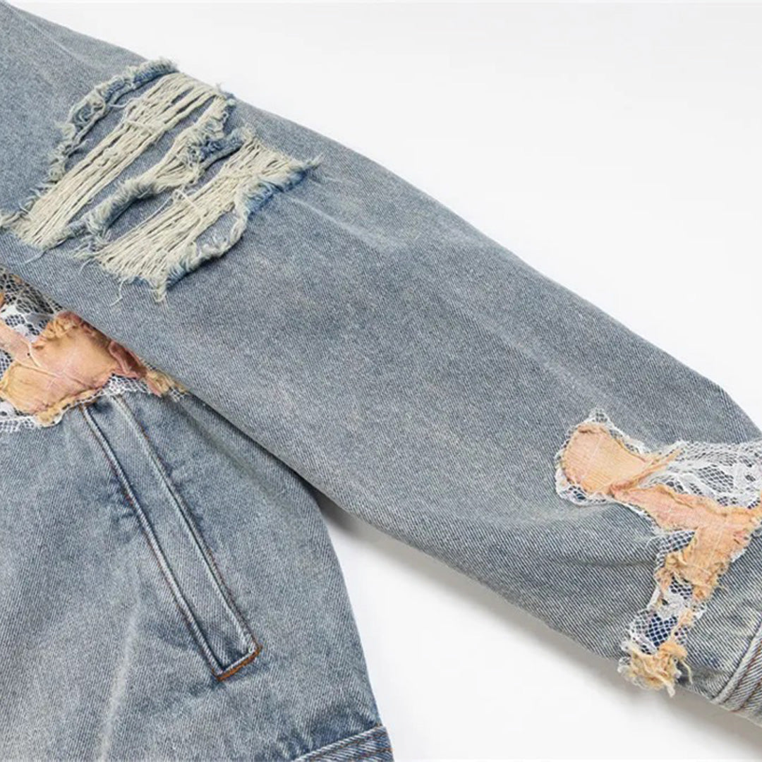 Patchwork Cargo Denim Jakke