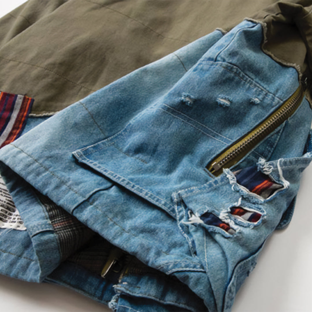 Patchwork Cargo Denim Jacket
