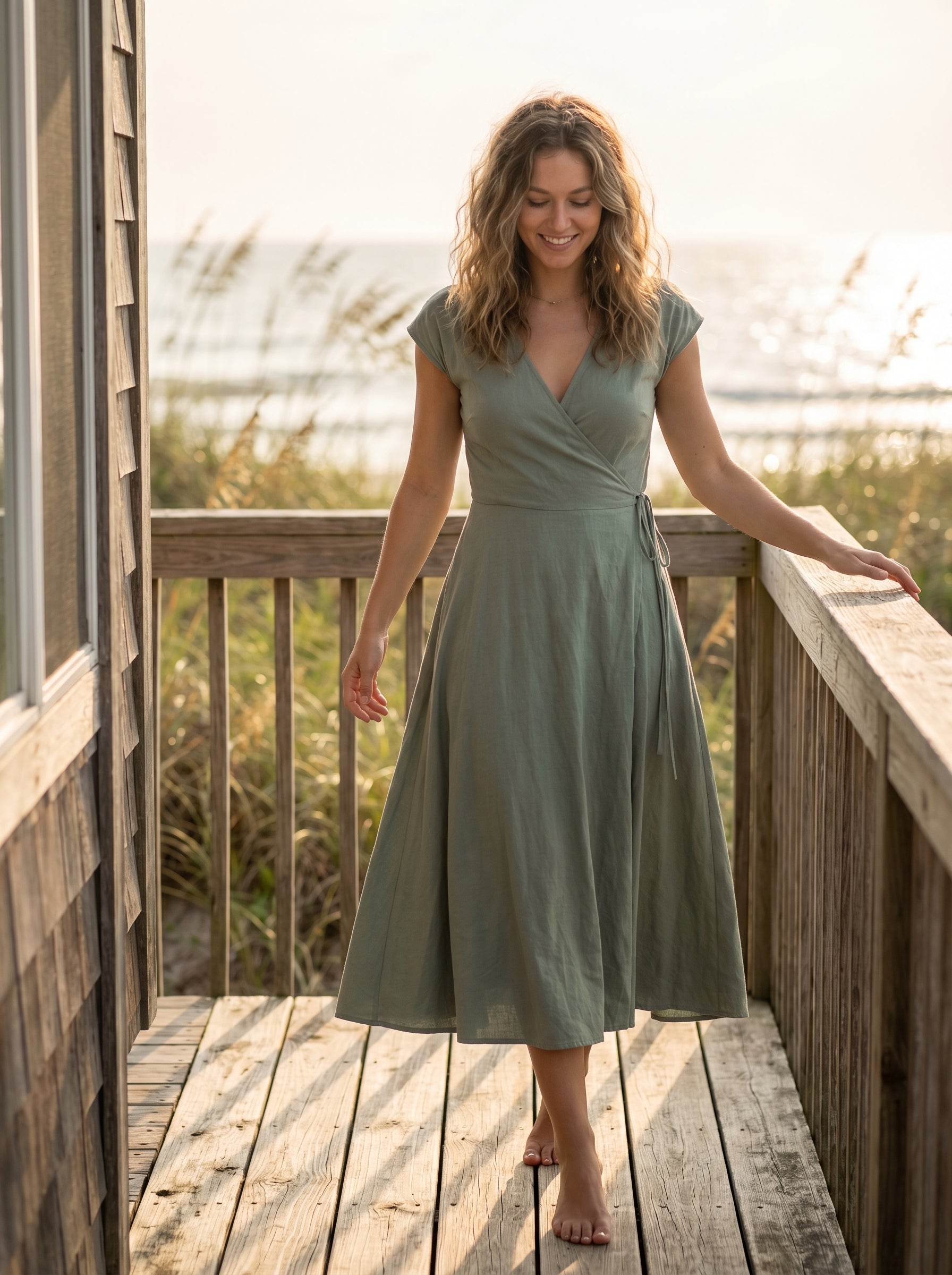 "Easy Breezy" Cross-Front Midi Dress