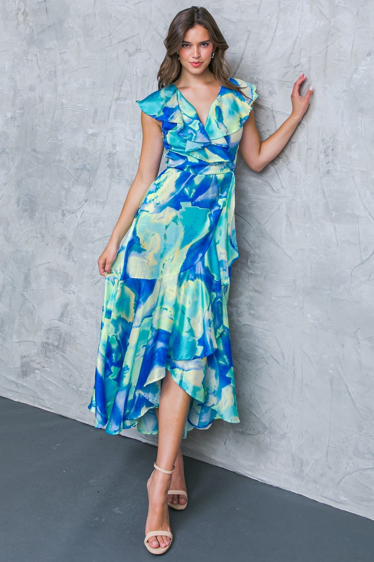 LA BEBE Woven Satin Maxi Dress