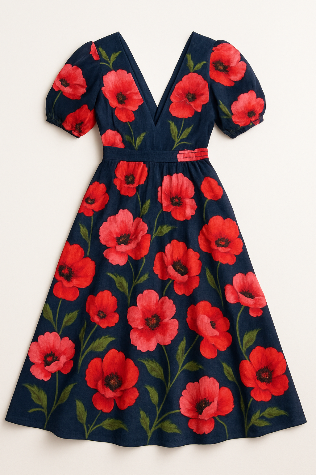 Poppy Fields Floral V-Neck Maxi Dress - Flat Lay