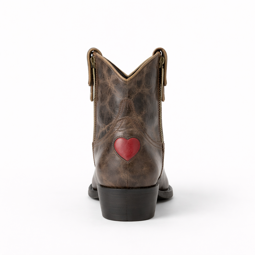 Women’s Dark Grey Western Ankle Boots - Almond Toe