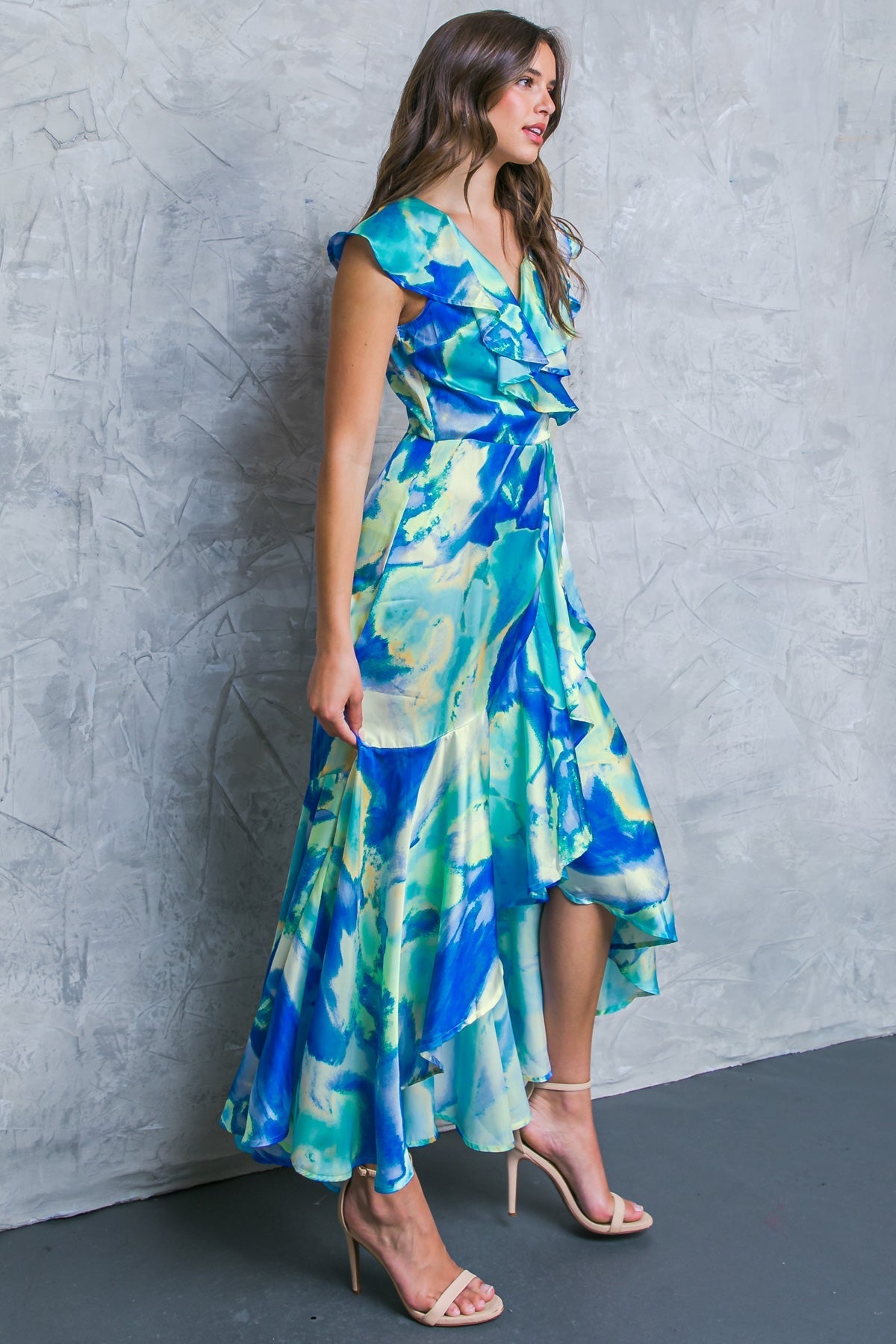 LA BEBE Woven Satin Maxi Dress