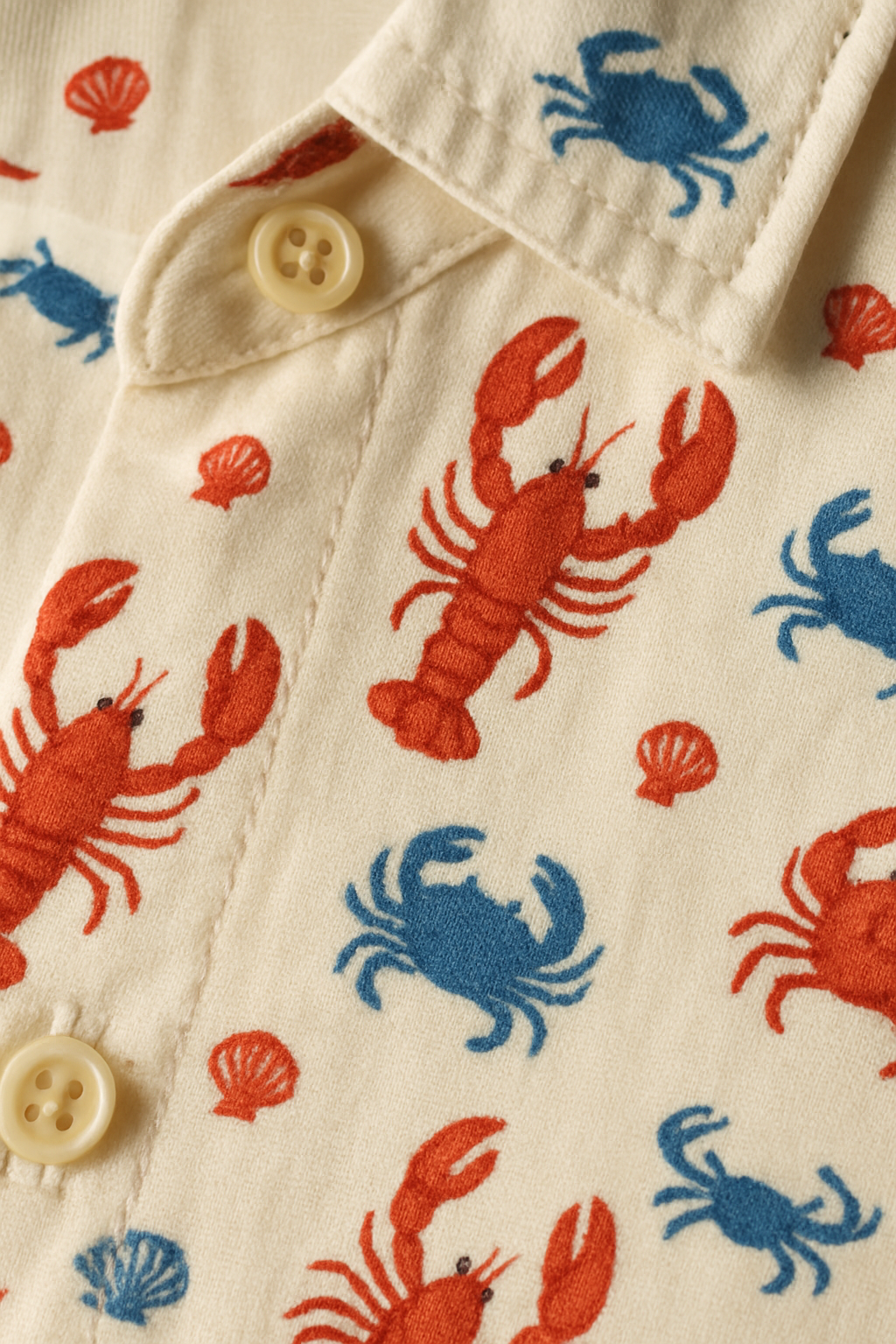 Le Homard Lobster Print Shirt & Shorts Set - Detail Close-up